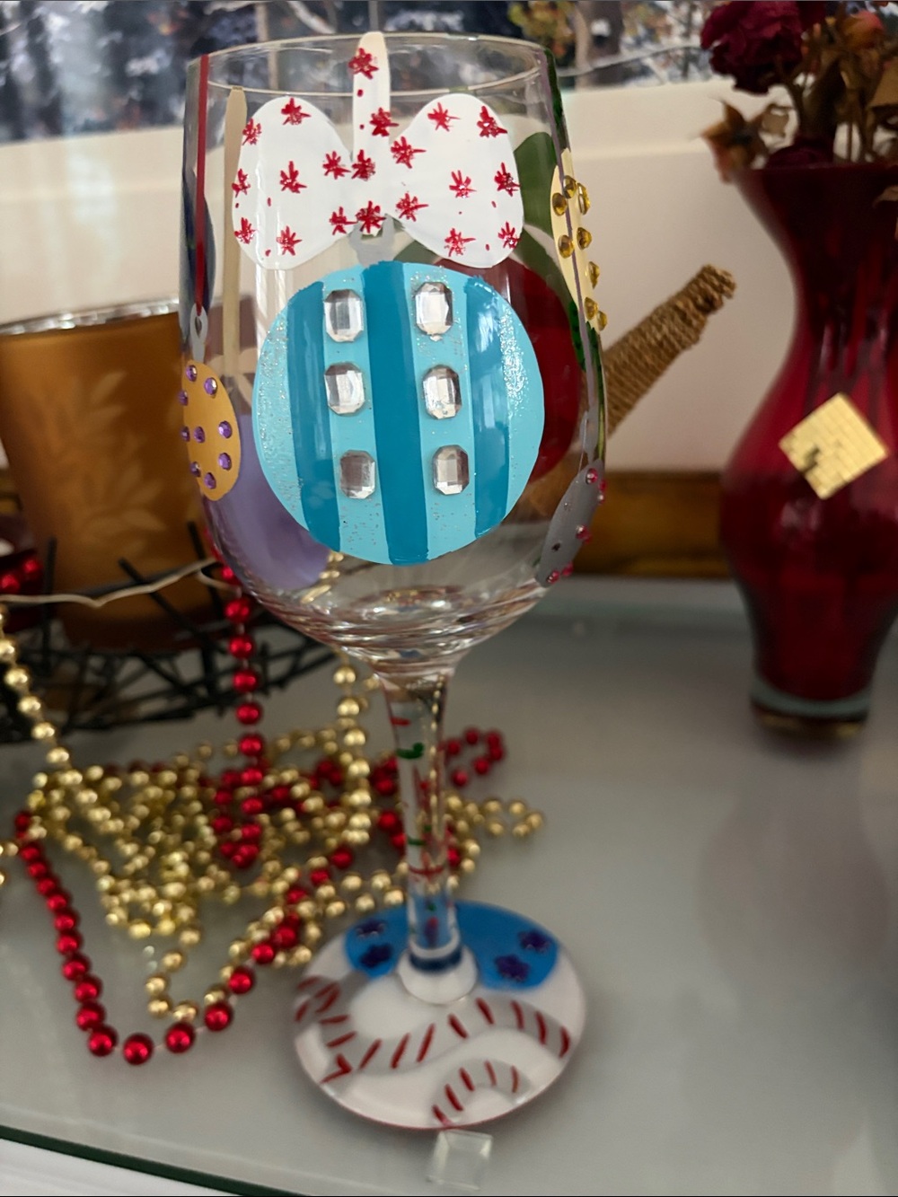 Lolita " Holiday Baubles" wine glass